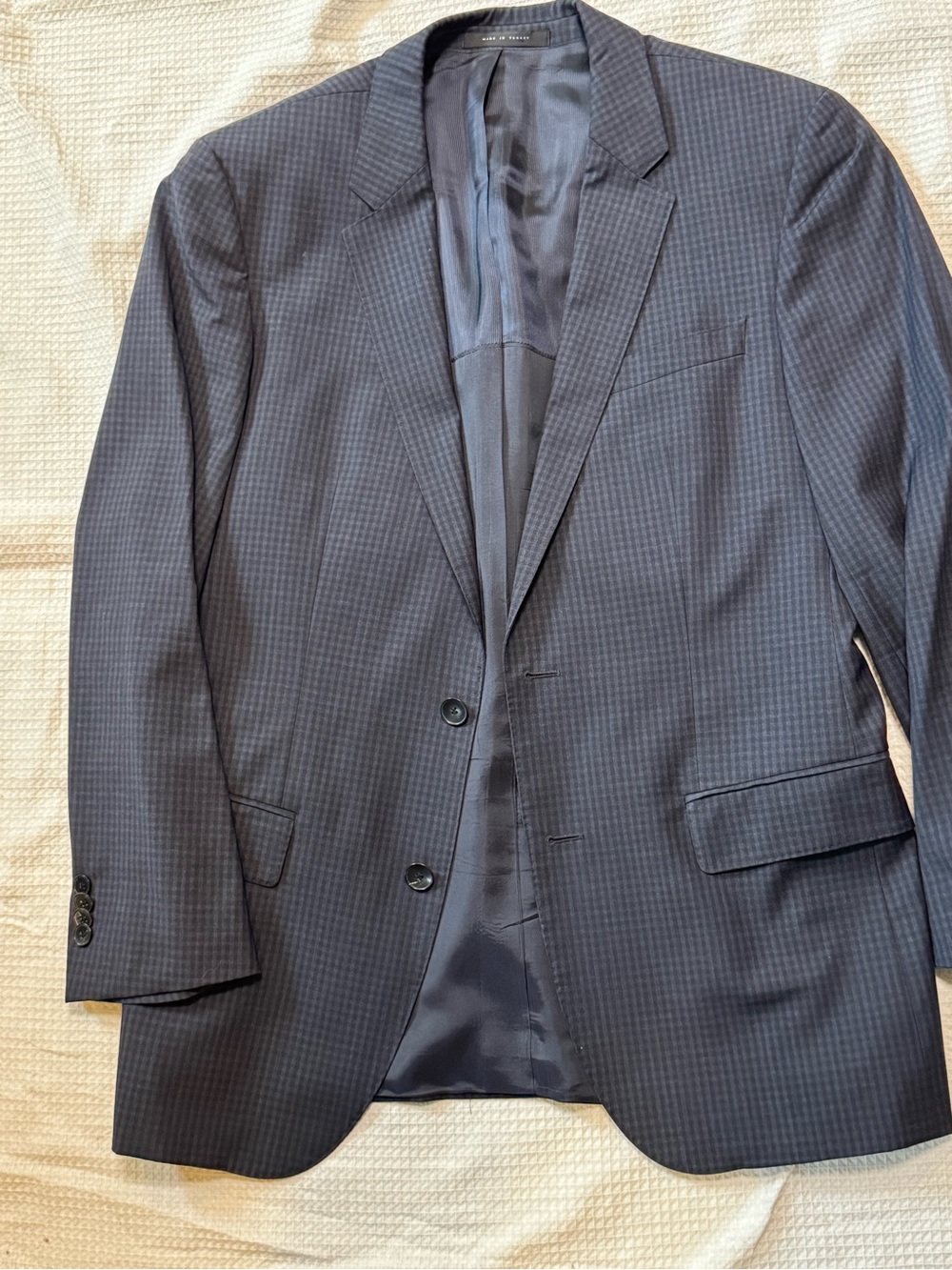 Hugo Boss Men's Navy Micro-Check Two-Button Blazer
